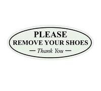 All Quality Ovale Please Remove Your Shoes Thank You Sign, plastica, Lt Gray, 2" x 5" - Small