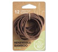 All Round Eco, 12 elastici per capelli piatti marroni in bambù rinnovabile