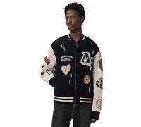 all Saints Cardigan da Uomo Chase, Nero/Bianco Ecrù, S