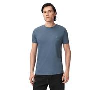 all Saints Tonic SS Crew - Maglia da Uomo, Tinta Unita, Colore Blu Ondulato, M