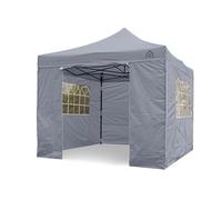 All Seasons Gazebos | 3x2m Pop Up Gazebo con 4 pareti laterali, pacchetto accessori e borsa con ruote | Resistente, completamente impermeabile, di alta qualità (Grigio metallizzato)