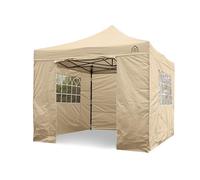 All Seasons Gazebos | 3x3m Pop Up Gazebo con 4 pareti laterali, pacchetto accessori e borsa con ruote | Resistente, completamente impermeabile, di alta qualità (Beige)