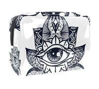 All Seeing Eye in Lotus - Trousse da donna, per articoli da toeletta da viaggio, grande, in PVC, con cerniera, Multi, 18.5x7.5x13cm/7.3x3x5.1in, Beauty case