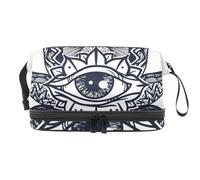 All Seeing Eye in Lotus - Trousse per cosmetici a doppio strato, per donne e ragazze, borsa da viaggio per trucchi e trucchi, con scomparto per pennelli, Multi, 27x15x14 cm/10.6x5.9x5.5 in, Beauty
