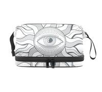 All Seeing Eye of Sun, trousse a doppio strato per cosmetici per donne e ragazze, borsa da toeletta da viaggio per trucchi, pratica borsa organizer con scomparto per pennelli, Multi, 27x15x14