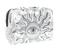 All Seeing Eye of Sun Trousse per cosmetici, da donna, borsa da viaggio per articoli da toeletta grandi, in PVC, pratica custodia organizer con cerniera, Multi, 18.5x7.5x13cm/7.3x3x5.1in, Beauty case