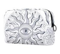 All Seeing Eye of Sun, trousse per cosmetici da donna, per articoli da toeletta da viaggio, grande, pratica borsa organizer con cerniera, Multi, 18.5x7.5x13cm/7.3x3x5.1in, Beauty case