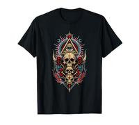 all Seeing Eye Skull Totem Occulto Mistico Visionario Horror Maglietta