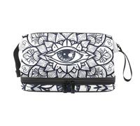 All Seeing Eye - Trousse a doppio strato con motivo mandala per donne e ragazze, trousse da viaggio per trucchi, pratica borsa organizer con scomparto per pennelli, Multi, 27x15x14 cm/10.6x5.9x5.5 in,