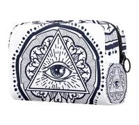 All Seeing Eye - Trousse da donna, con motivo mandala triangolare, per articoli da toeletta da viaggio, grande, pratica borsa organizer con cerniera, Multi, 18.5x7.5x13cm/7.3x3x5.1in, Beauty case