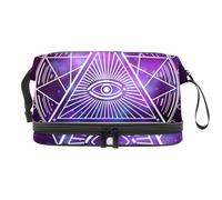 All Seeing Eye - Trousse per cosmetici a doppio strato, per donne e ragazze, borsa da viaggio per trucchi e trucchi, pratica borsa organizer con scomparto per pennelli, Multi, 27x15x14 cm/10.6x5.9x5.5