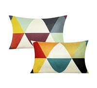All Smiles Lombare 30 x 50 cm Copricuscino da esterno decorazione autunnale decorazione colorata portico per casa soggiorno divano geometrico moderno federe triangolo set di 2 arancione giallo