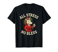 All Stress No Bless Divertente Unicorno stressato Sarcastico Umorismo Maglietta