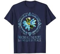 all The People Imagine Living Life in Peace Hippie T Shirt Men's Male Navy S