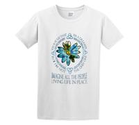 all The People Imagine Living Life in Peace Hippie Unisex Cotton Tee Shirt Men's White T-Shirt M