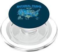 All U.S National Parks Map Camping 80s Graphic PopSockets PopGrip per MagSafe