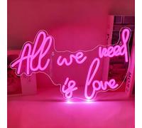 All We Need is Love Neon Sign for Wall Decor Pink LED Light Sign for Room Dimmable USB Powered Light Up Sign per matrimonio, fidanzamento, anniversario, decorazione festa di compleanno, regalo per