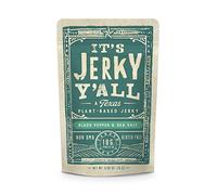 All Y'Alls Foods Black Pepper & Sea Salt Plant Based Jerky, Jerky di soia vegana con pepe nero e sale marino, snack ricco di proteine dal Texas, senza glutine, non OGM, vegano, sostituto della carne