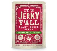 All Y'Alls Foods Prickly Pear Teriyaki Plant Based Jerky, Jerky di soia vegana con fico d'India, Teriyaki e zenzero, spuntino ricco di proteine dal Texas, senza glutine, non OGM, vegano, sostituto