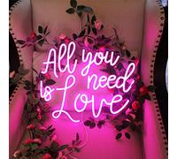 All You Need is Love - Insegna al neon rosa per matrimonio, luce al neon a LED, per camera da letto, festa di compleanno, addio al nubilato, fidanzamento, casa, parete, decorazioni natalizie