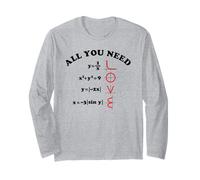 all You Need Is Love Math Graph Equations Testo Nero Maglia a Manica