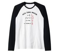 all You Need Is Love Math Graph Equations Testo Nero Maglia con Maniche Raglan