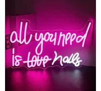 All You Need is Nails Segni neon Nail Neon Sign per la decorazione della parete Segno LED rosa Segni luminosi al neon USB Lettera Neon Luci per la camera da letto Beauty Nail Room Bar Party