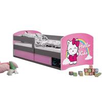 All4All Letto per bambini Leo - 160x80cm Junior - Cameretta - con contenitore - Cars - Hello Kids - Letto in legno - Rete a doghe - 20 (Hello Kids con telaio grafite, senza materasso)
