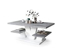 All4All Tavolino da Salotto Moderno - Tavolino Basso da Salotto - Legno Tavolino da Caffè Grande - 110x60 cm - Beton & Bianco