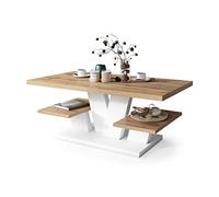 All4All Tavolino da Salotto Moderno - Tavolino Basso da Salotto - Legno Tavolino da Caffè Grande - 110x60 cm - Wotan & Bianco