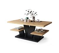All4All Tavolino da Salotto Moderno - Tavolino Basso da Salotto - Legno Tavolino da Caffè Grande - 110x60 cm - Rovere Gold Craft & Nero