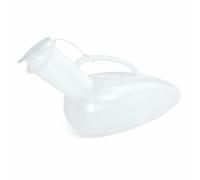 ALL4US® Pappagallo urina uomo in plastica con tappo, manico e scala graduata, colore trasparente, orinatoio maschile portatile sterilizzabile capacità 1 litro, Made in Italy
