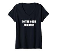 alla Luna E Ritorno Maglietta con Collo a V, Donna, Nero, XL