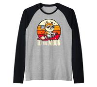 Alla Luna Shiba Doge Coin Divertente Cripto Valuta Meme Pun Maglia con Maniche Raglan