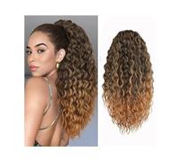 Alla moda 24 Inch Drawstring Ponytail Extension Curly Ponytail Clip in Hair Extensions for Women Curly Synthetic Hairpiece for Daily Party uso quotidiano(Natural Black+Dark Blonde)