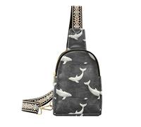 alla moda 3d Ukiyoe Whale Cream Black fionda borsa a tracolla moda uomo crossbody fanny pack per il viaggio