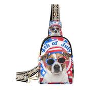 alla moda 4 luglio Independence Day White Dog borsa a tracolla uomo carino donne fanny pack crossbody per escursionismo, 4 luglio Independence Day White Dog, 1 size