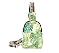 Alla moda Acquerello Monstera Deliciosa Foglie Modello Colore A Verde Lago e Perla Bianco Verde Foglie e marsupio uomini robusto fanny pack petto borsa per il viaggio, Acquerello Monstera deliciosa