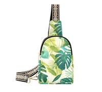 Alla moda Acquerello Monstera Deliciosa Foglie Modello Colore Verde Lago e Bianco Perla Verde Foglie e marsupio donne carino fanny pack petto borsa per il viaggio, Acquerello Monstera deliciosa Foglie