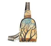 alla moda alberi nudi illustrazione arte marsupio uomo antifurto donna crossbody marsupio per giorno pack, alberi nudi illustrazione arte, 1 taglia, Arte illustrazione di alberi nudi, 1 size