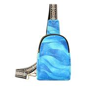 Alla moda Astratto Glitter Blue Water Wave piccolo marsupio carino grande marsupio tracolla per escursionismo, glitter astratto onda blu acqua, 1 taglia, Astratto Glitter Blu Acqua Onda, 1 size