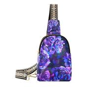 Alla moda astratto viola e blu rose in stile di cubismo pittura dettagliata con uno sfondo scuro che mostra un motivo floreale in colori vivaci altamente dettagliato con pennellate ricche come, Rose