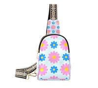 Alla moda Bella Daisy Floreale Pesca Blu Marsupio Uomini antifurto sopra la borsa a tracolla per il viaggio, Deliziosa margherita floreale pesca blu, 1 size