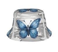 alla Moda Berretto da Pesca Blue Butterfly And Clouds 1 Print Fisherman's Hat Confortevole Cappello da Viaggio per attività all’Esterno L’Estate Pesca