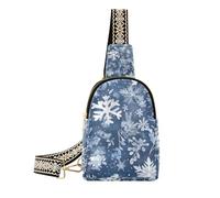 Alla moda blu e bianco Christmntic Snowflake body fanny pack impermeabile borsa per il corpo per gli uomini per il viaggio, Fiocco di neve Christmntic blu e bianco, 1 size