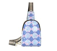 Alla moda blu e rosa carino Bow Check crossbody fionda borsa antifurto borse per le donne per il pacchetto di giorno, Blu e rosa carino fiocco check