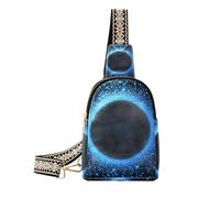 Alla moda blu-nero Glitter Planet borsa a tracolla impermeabile fanny pack crossbody borse per il giorno pack, Pianeta glitter blu-nero, 1 size