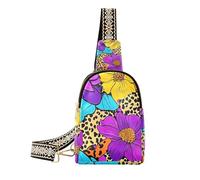 Alla moda Boho Colorful Neon Fiori Tropicali borse a tracolla in pelle antifurto fanny pack per le donne per il giorno pack, Boho Fiori tropicali neon colorati, 1 size
