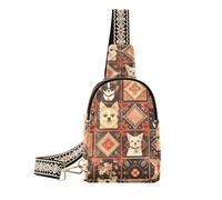 Alla moda Boho Pattern Dark Cute Dogs in pelle borse a tracolla robuste piccole borse per le donne per l'escursionismo