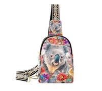 alla moda Boho Style Flower Floral Peach Koala spalla fanny pack multiuso donna crossbody fanny pack per escursionismo, stile boho fiore floreale pesca koala, 1 size